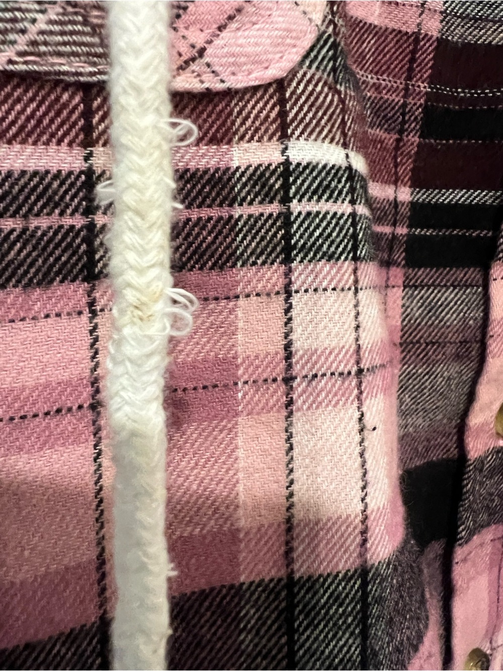 NWT No Boundaries Pink and Black Plaid Hooded Shirt